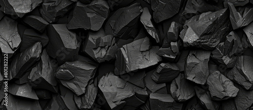 Black rock charcoal, abstract background seamless pattern texture. 3D render illustration style. Background for wallpaper, web.
