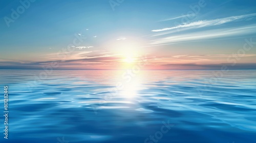 Tranquil blue ocean at sunset