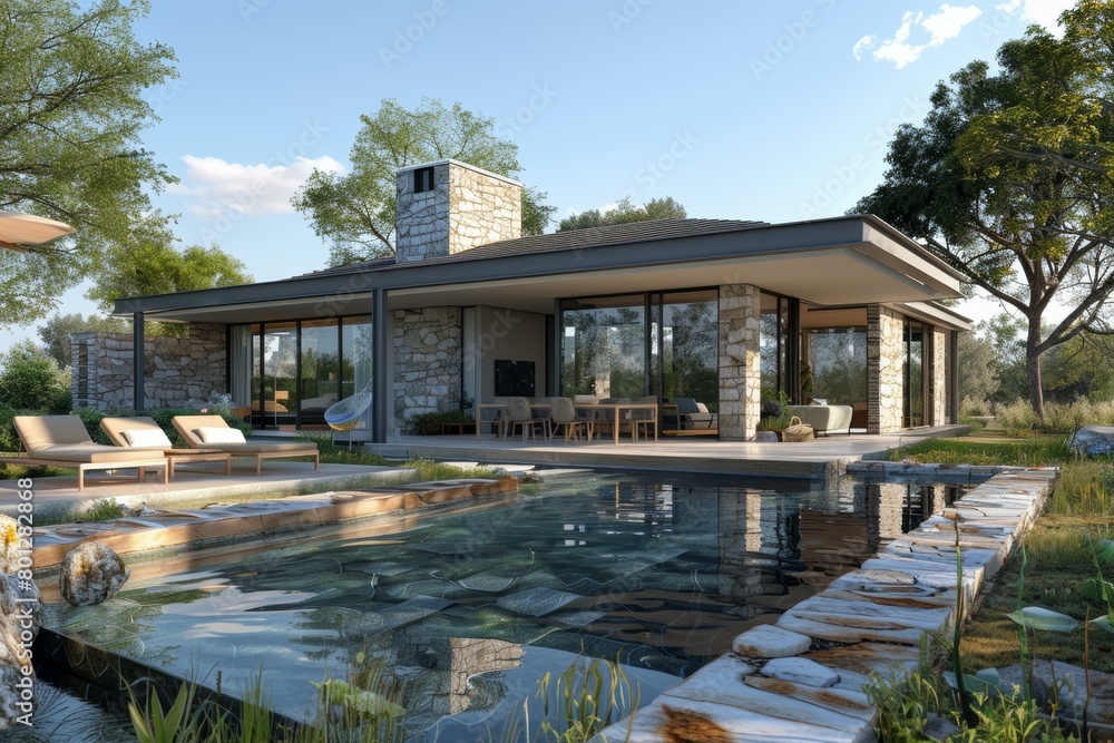 Modern House Exterior Design with Pool