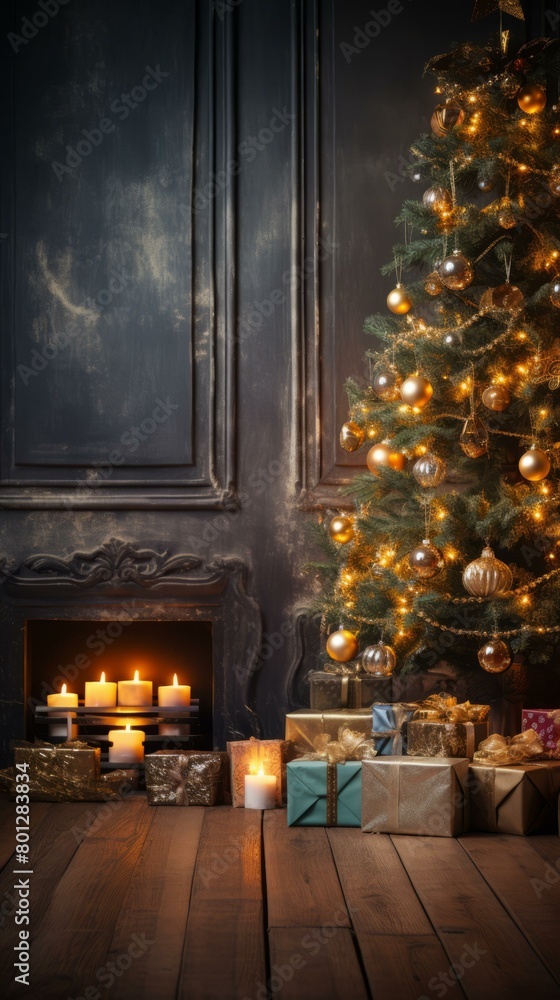Fototapeta premium Ornate Christmas Tree with Presents