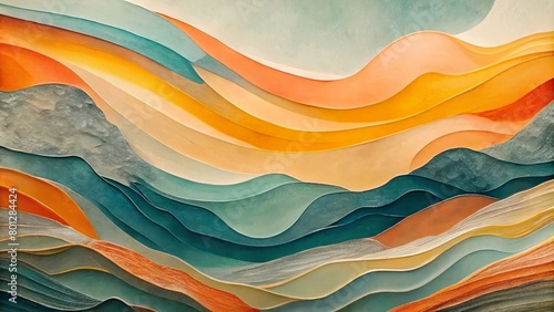 abstract watercolor painting of undulating waves, with muted colors and soft gradients. 