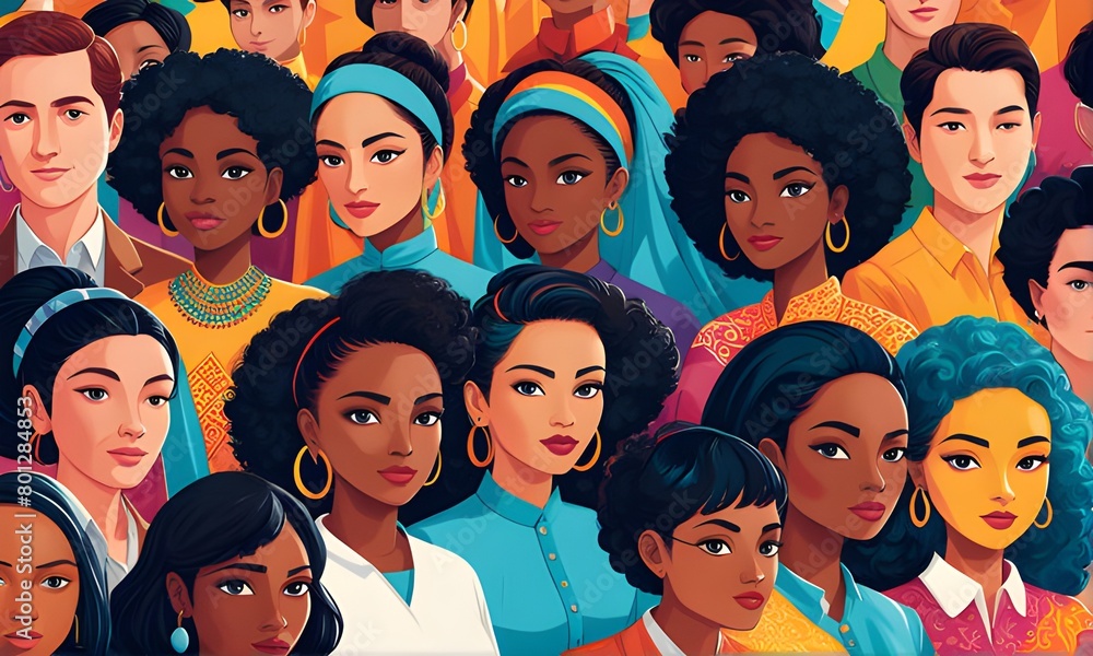 large multiethnic group together, diversity and multiculturalism concept, vector illustration design. Generative AI large multiethnic group together, diversity and multiculturalism concept, vector illustration design. Generative AI