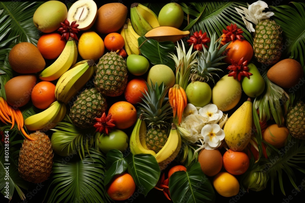A wide variety of tropical fruits and flowers A wide variety of tropical fruits and flowers