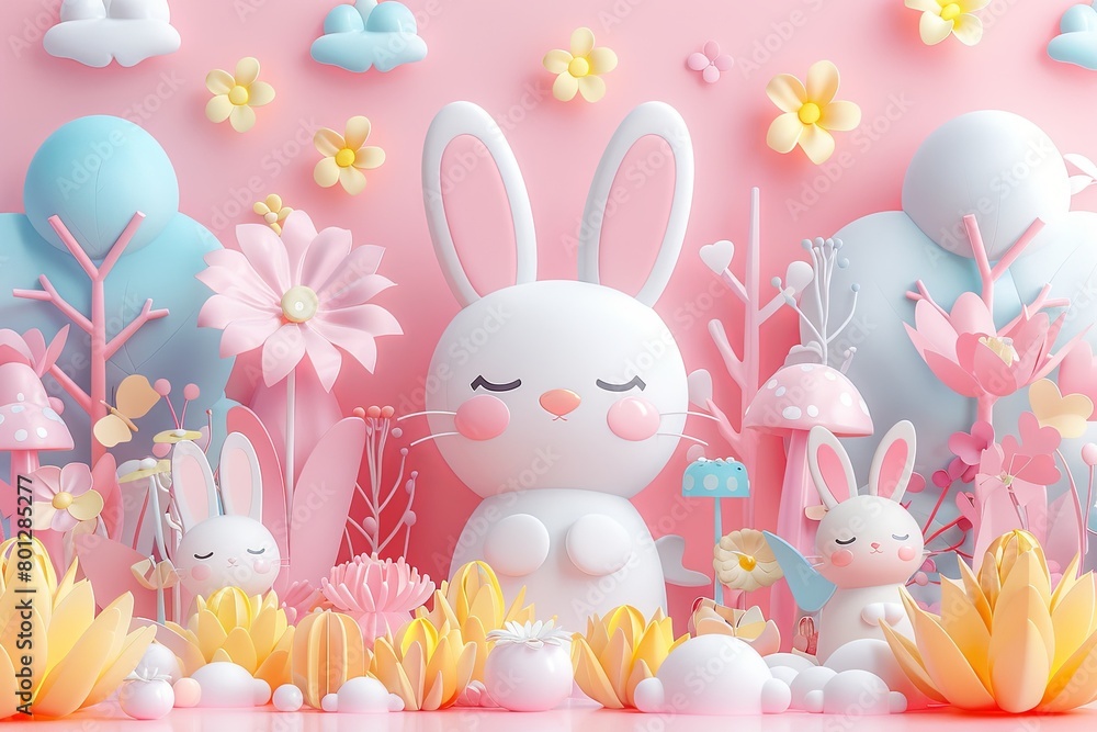 Obraz premium Whimsical Nature Scene with Cute Animals