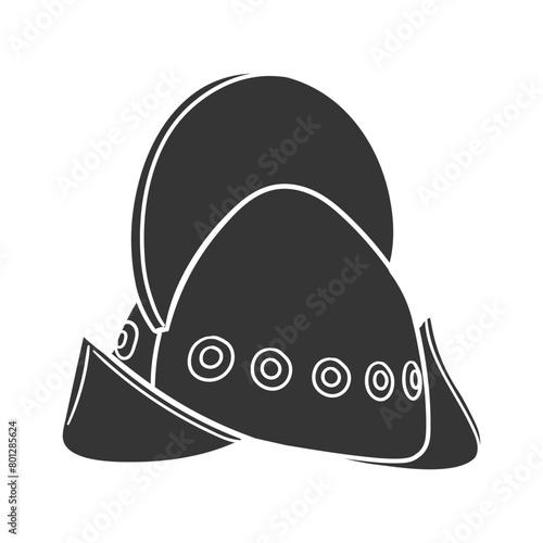 Spanish Conqueror Icon Silhouette Illustration. helmet Vector Graphic Pictogram Symbol Clip Art. Doodle Sketch Black Sign.