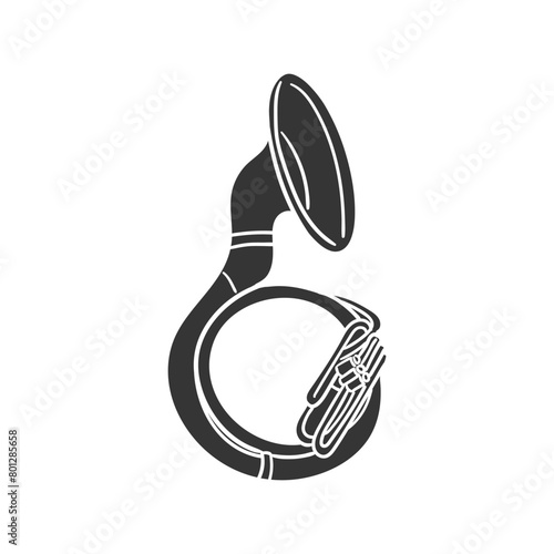 Sousaphone Icon Silhouette Illustration. Music Instrument Vector Graphic Pictogram Symbol Clip Art. Doodle Sketch Black Sign.