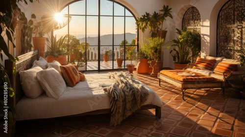 Bright Mediterranean Villa Bedroom with Amazing Mountain Views