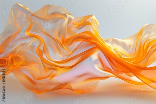 3D rendering of orange flowing silkç»¸ç¼Žèˆ¬çš„æ³¢æµª
