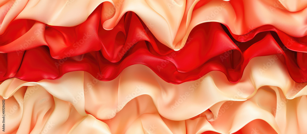 Folded gradient ribbons macro, abstract background seamless pattern texture. 3D render illustration style. Background for wallpaper, tapestry, cloth, fabric printing, web. Folded gradient ribbons macro, abstract background seamless pattern texture. 3D render illustration style. Background for wallpaper, tapestry, cloth, fabric printing, web.