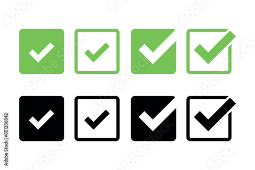 Check Mark Squares And Circles Small Set