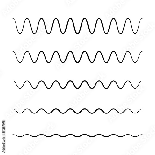 Wavy Lines Set Thick To Thin
