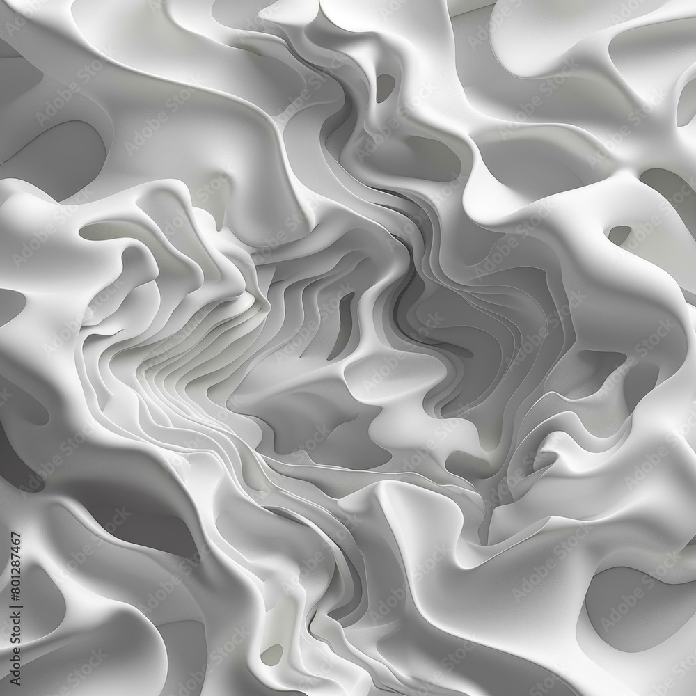 White abstract 3D rendering of a wavy surface