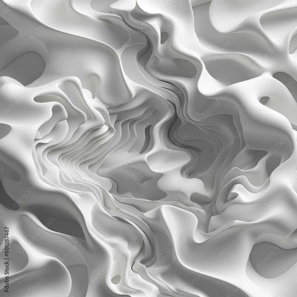 White abstract 3D rendering of a wavy surface White abstract 3D rendering of a wavy surface