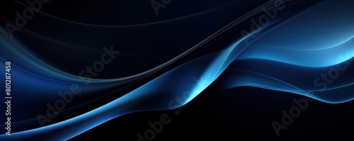 Blue black white glowing abstract gradient shape on black grainy background minimal header cover poster design copyspace