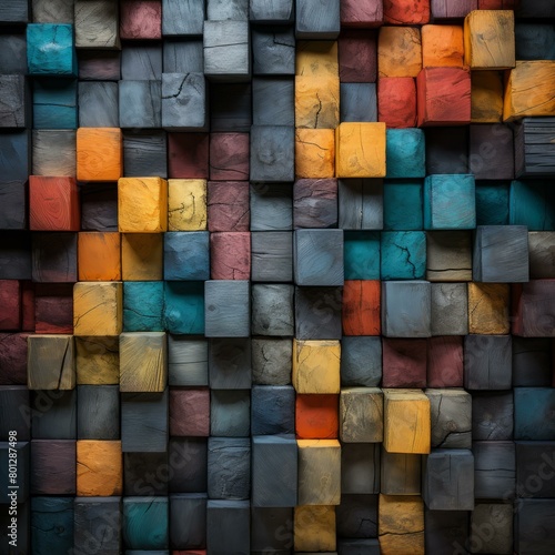 Colorful wooden blocks background