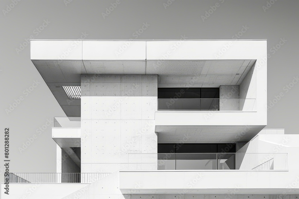 Balcony and Terrace of a Modern Minimalist Villa With Large Windows Balcony and Terrace of a Modern Minimalist Villa With Large Windows