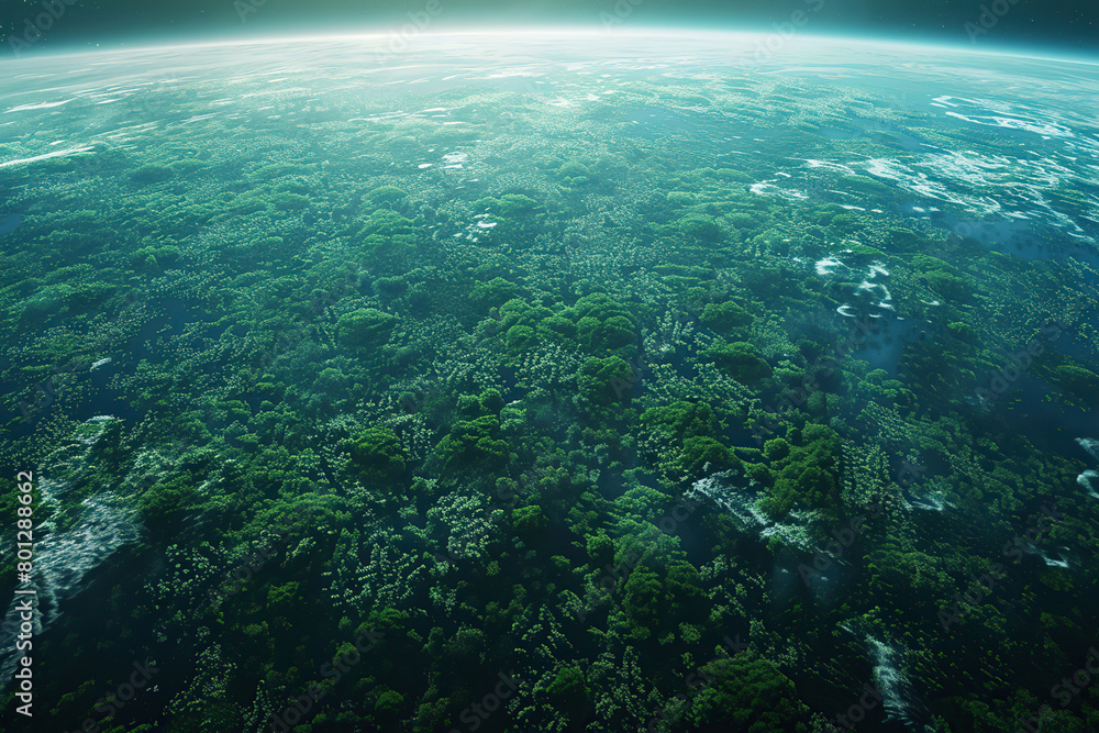 Ecosystem and healthy environment concept. Aerial top view green forest with globe earth, Green planet. Save Earth, Texture of forest. Ecological travel, conservation, climate change, global warming Ecosystem and healthy environment concept. Aerial top view green forest with globe earth, Green planet. Save Earth, Texture of forest. Ecological travel, conservation, climate change, global warming