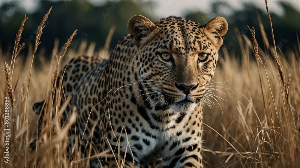 a majestic leopard in high grass, natural habitat, stock photo, background image, wallpaper a majestic leopard in high grass, natural habitat, stock photo, background image, wallpaper