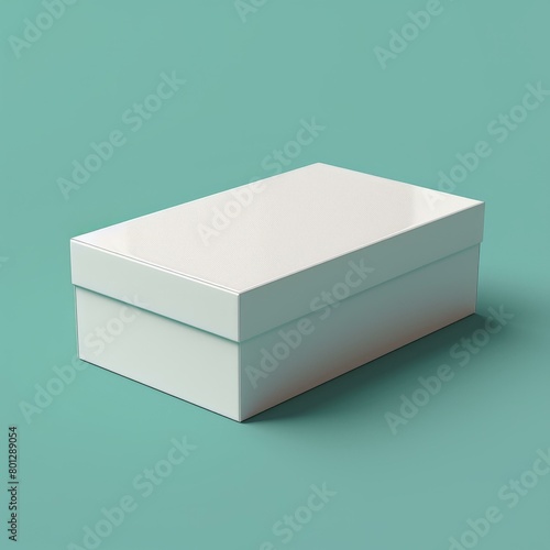 A white shoebox on a blue background
