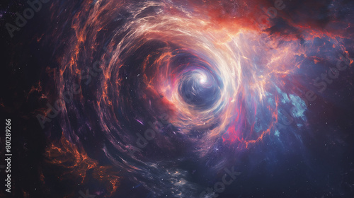 a depiction of a galaxy, with swirling arms of gas and dust.