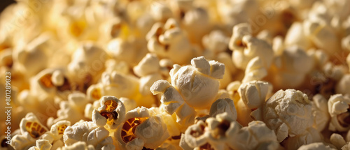 A close up of popcorn with the kernels popping out of their shells