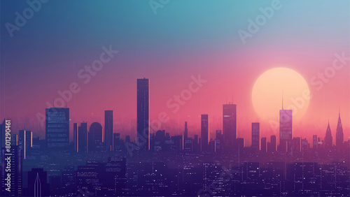 Flat Design Modern Megacity Futuristic Background