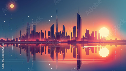 Flat Design Modern Megacity Futuristic Background