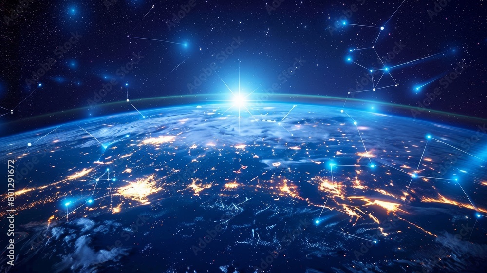 Obraz premium Craft an image depicting the interconnectedness of a global cyberspace