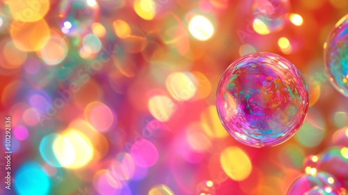 Beautiful colorful soap bubbles on blurred background © AlfaSmart