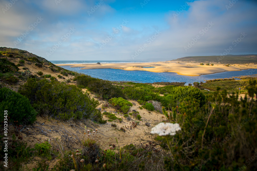 Landscape view on Bordeira beach near Carrapateira on the costa Vicentina in the Algarve in Portugal