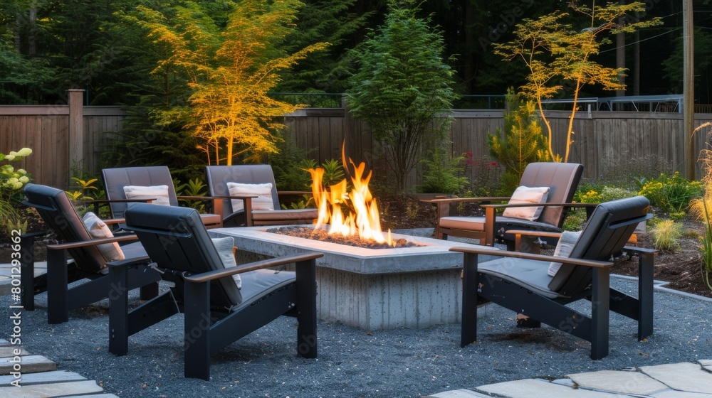 Contemporary fire pit as the centerpiece of a cozy outdoor living area