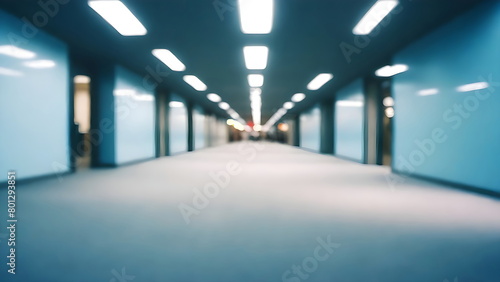 Blur empty of open space office lobby, Cool tone colors at office background