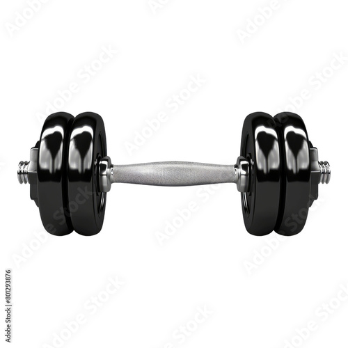 Black weight dumbbells isolated on transparent background