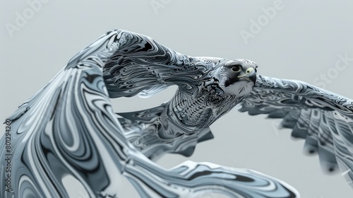 Falcon flying artistic marble created by AI photo
