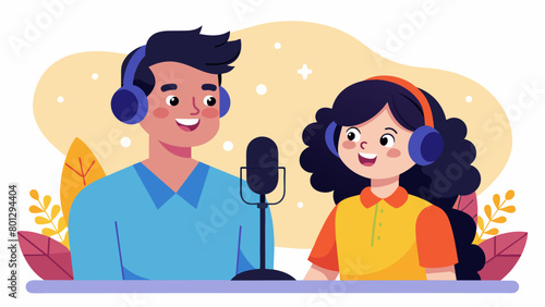 A podcast hosted by two parents of neurodivergent children offers a lighthearted yet informative conversation on raising neurodiverse kids bringing a. Vector illustration