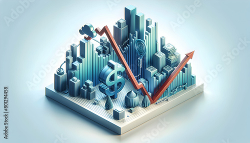 Fiscal Decline 3D Icon  Financial Planners  Framework in Abstract Wallpaper Stock Photo Construction