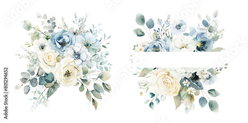 Pair of symmetrical blue floral arrangements