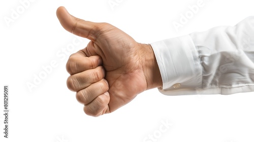 Arabic man wearing a Saudi bisht and traditional white shirt, hand gesture: thumbs up and smile. photo