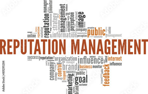 Reputation Management word cloud conceptual design isolated on white background.