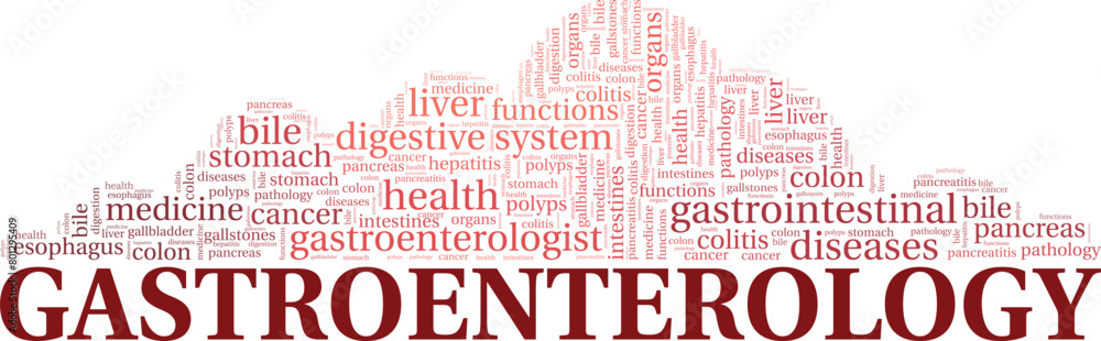 Gastroenterology word cloud conceptual design isolated on white background. Gastroenterology word cloud conceptual design isolated on white background.