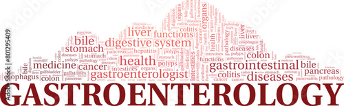 Gastroenterology word cloud conceptual design isolated on white background.