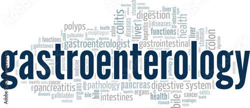 Gastroenterology word cloud conceptual design isolated on white background.