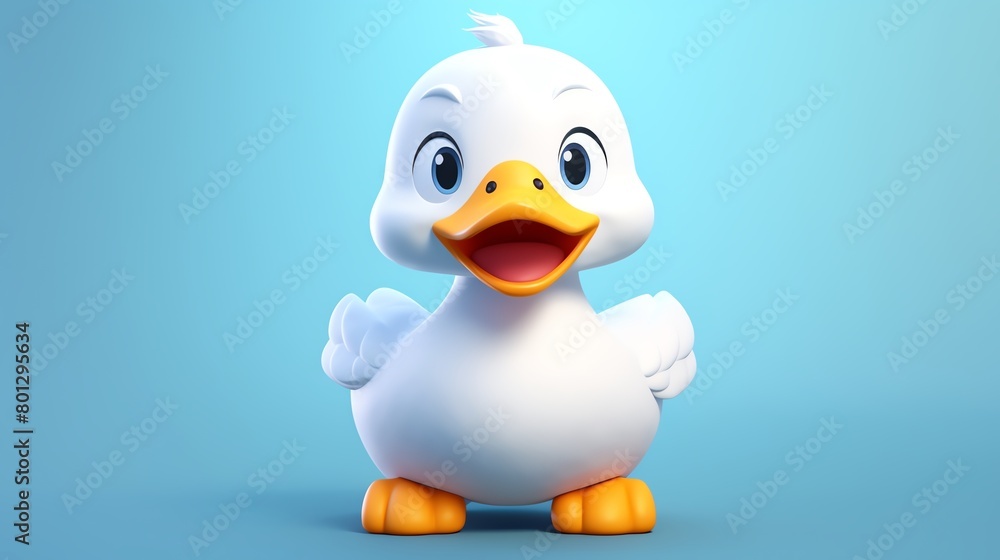 Duck, in the 3D illustration style, cute, kawaii character design with on a simple background, a high resolution detailed texture with adorable details Duck, in the 3D illustration style, cute, kawaii character design with on a simple background, a high resolution detailed texture with adorable details