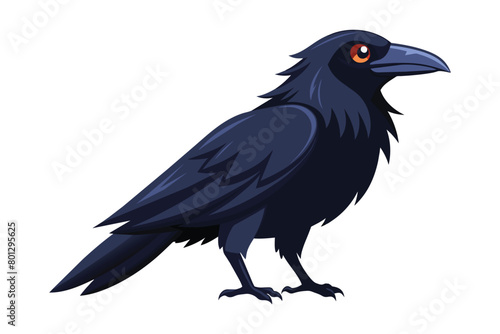 Raven flat vector illustration on white background