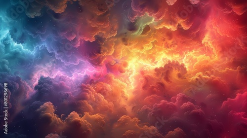 Colorful vibrant multi colored cloud explosion background design