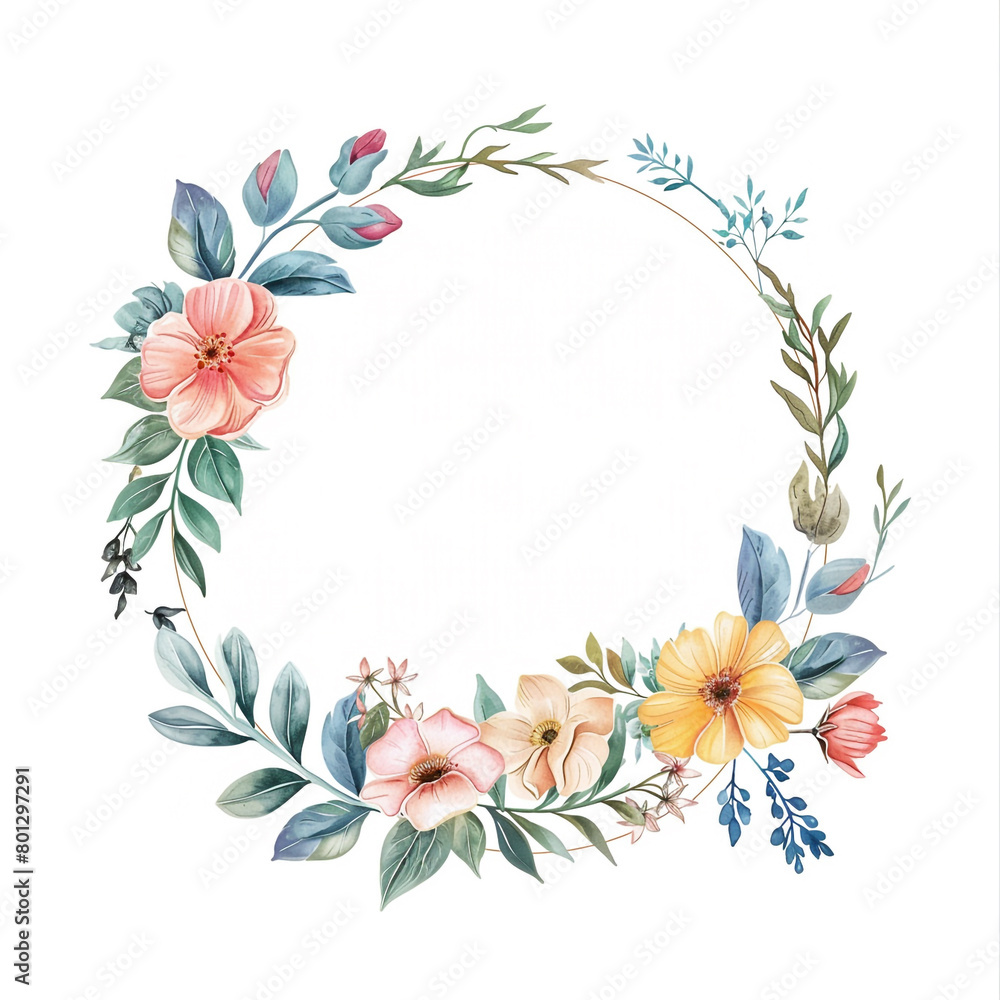 Watercolor painted frame with tropical green leaves and branches. - Frame for wedding invitations or save the date or greeting cards Watercolor painted frame with tropical green leaves and branches. - Frame for wedding invitations or save the date or greeting cards