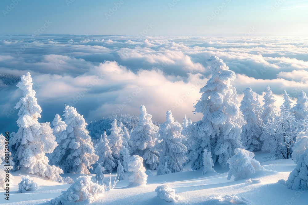 beautiful snow scenery on a sunny day professional photography