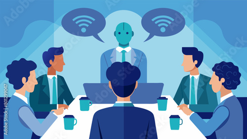 A business conference where exeives keep their neural interfaces on silent mode allowing for a more focused and respectful discussion without.