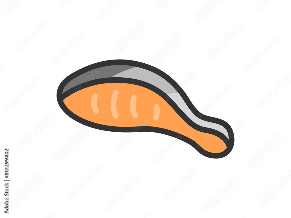 惣菜の、塩鮭のアイコン(線画カラー)のイラスト 惣菜の、塩鮭のアイコン(線画カラー)のイラスト