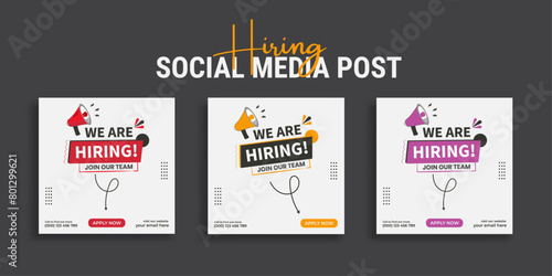 We are hiring job vacancy social media post or square web banner template vector design	